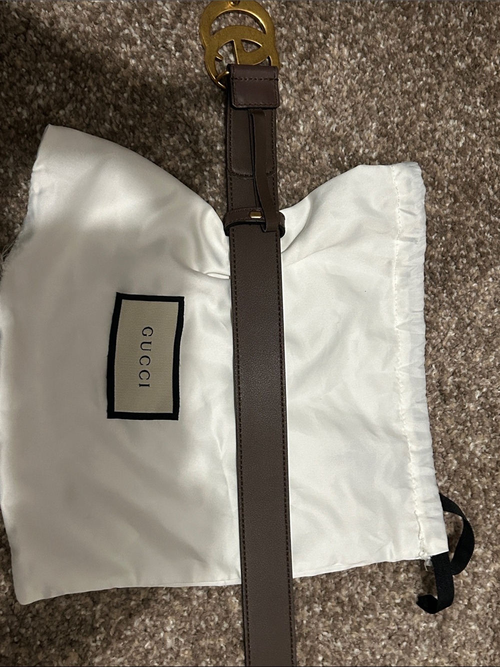 Gucci Brown GG Supreme Canvas Belt with Gold Double G Buckle - Picture 5 of 7